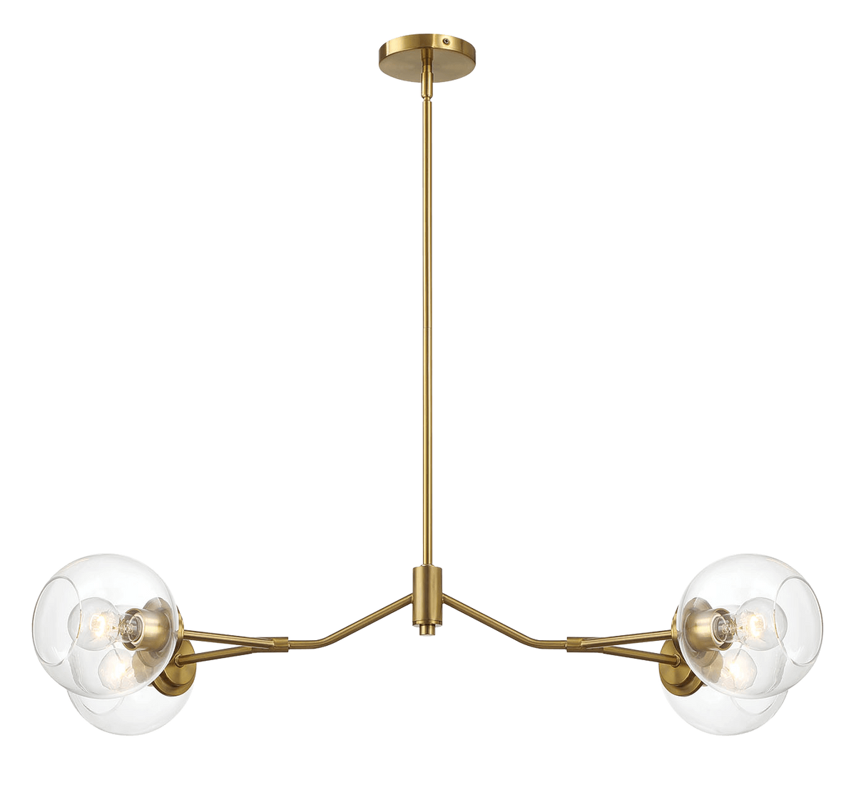 Jewel Four Lights Modern Farmhouse Chandelier Ceiling Hanging Light Fixture For Kitchen Island Dining Room 36"L 20"W 7.25"H With Clear Glass Clear,Gold Ceiling Lights Brass,Glass