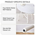 Table And Chair Set, Mdf Desktop, White Metal Table Legs, Stable And Beautiful, Suitable For Most Styles Of Home. Modern Simple Dining Table, Comfortable Seating. White Seats 4 Mdf