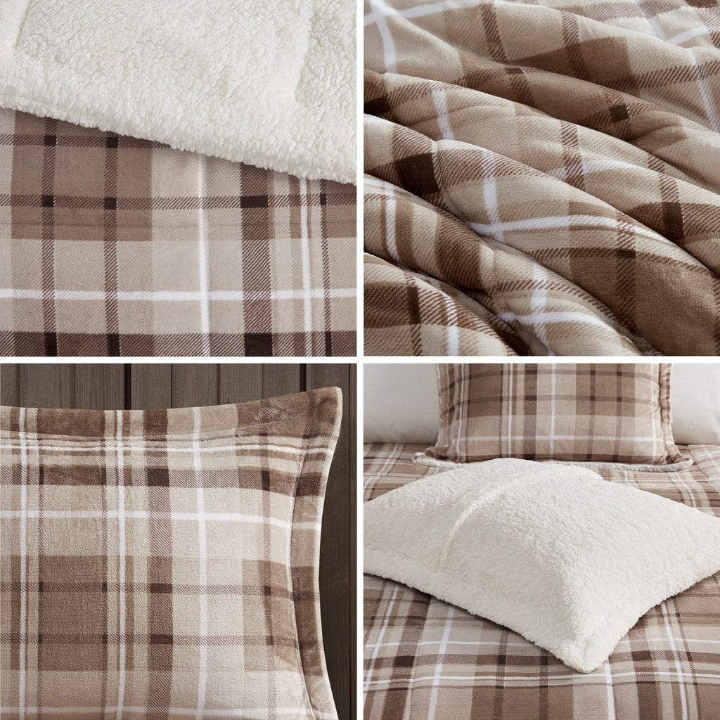 Plush To Sherpa Down Alternative Comforter Set King Multicolor Polyester