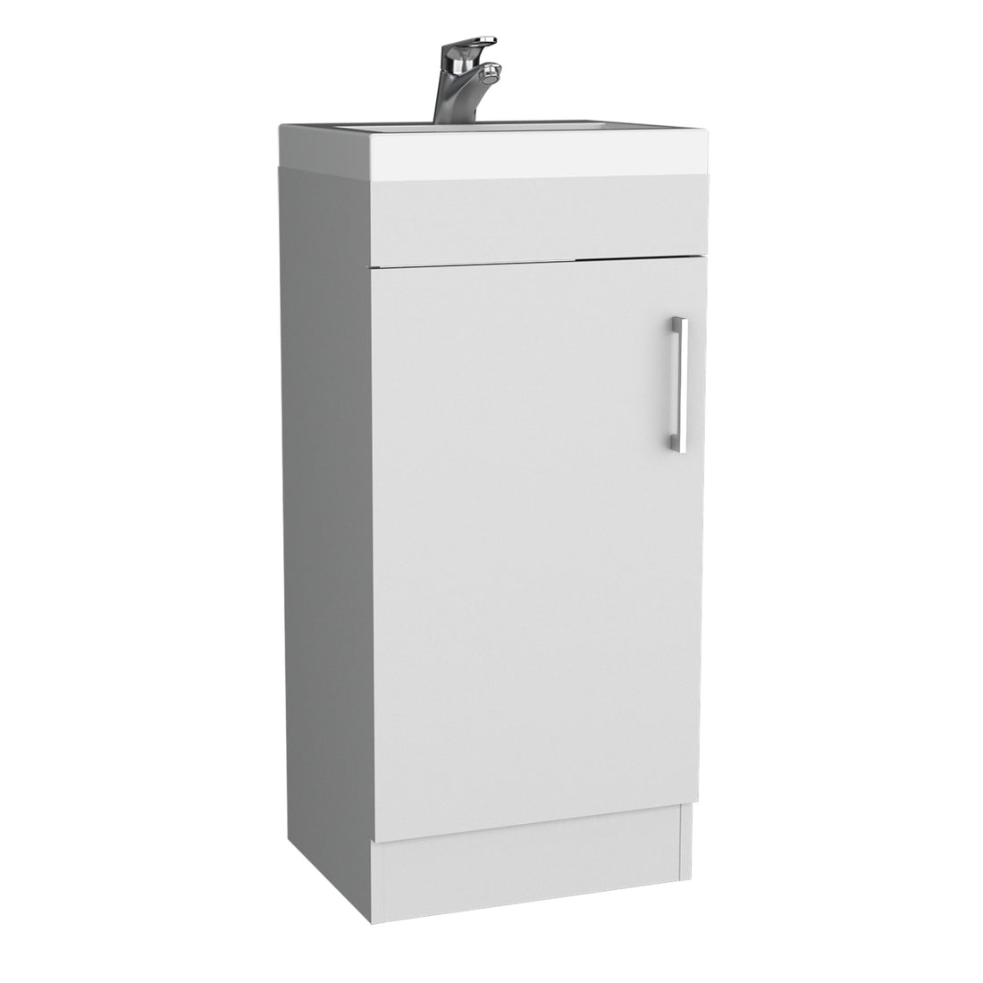 Madrid 16" Bathroom Vanity Single Door, Resin Sink And Faucet White White Bathroom Modern Particle Board