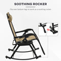 Outsunny 2 Pieces Outdoor Rocking Chairs, Foldable Reclining Zero Gravity Lounge Rocker With Pillow, Cup & Phone Holder, Combo Design With Folding Legs, Beige Beige Steel