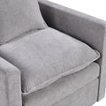 Chenille Fabric Comfy Deep Single Seat Sofa Upholstered Reading Armchair Living Room Gray Wood Foam Chenille 1 Seat