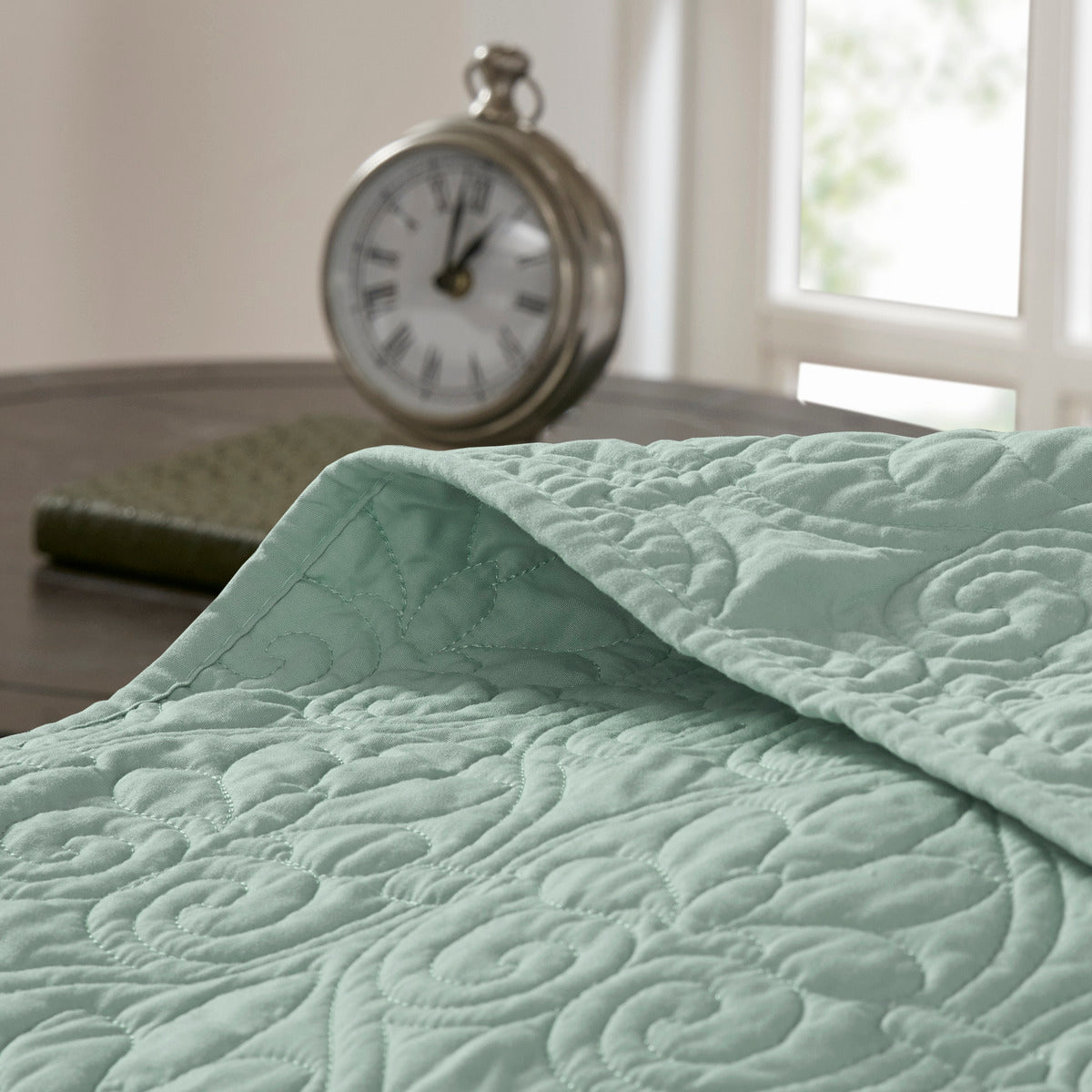 Reversible Quilt Set Seafoam King Cal King Seafoam Cotton