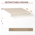 Outsunny 13' X 8' Retractable Awning, Patio Awnings, Sunshade Shelter W Manual Crank Handle, Uv & Water Resistant Fabric And Aluminum Frame For Deck, Balcony, Yard, Beige Stripes Multicolor Aluminum