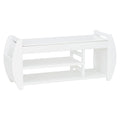 Retro Multifunctional Storage Bench With Cushion And Curved Side Panel For Entrance And Living Room Antique White Antique White Mdf