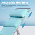 Patio Chaise Lounge Set, 3 Pieces Aluminum Adjustable Pool Lounge Chairs Textilene Sunbathing Recliner With Headrest Lake Blue,2 Lounge Chairs 1 Table Lake Blue Aluminium
