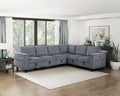 Modern Living Room Furniture 1Pc Dark Gray Chair With One Arm, Storage Pouch And Charging Ports Corduroy Fabric Upholstery Dark Gray Primary Living Space Contemporary,Modern Solid Wood