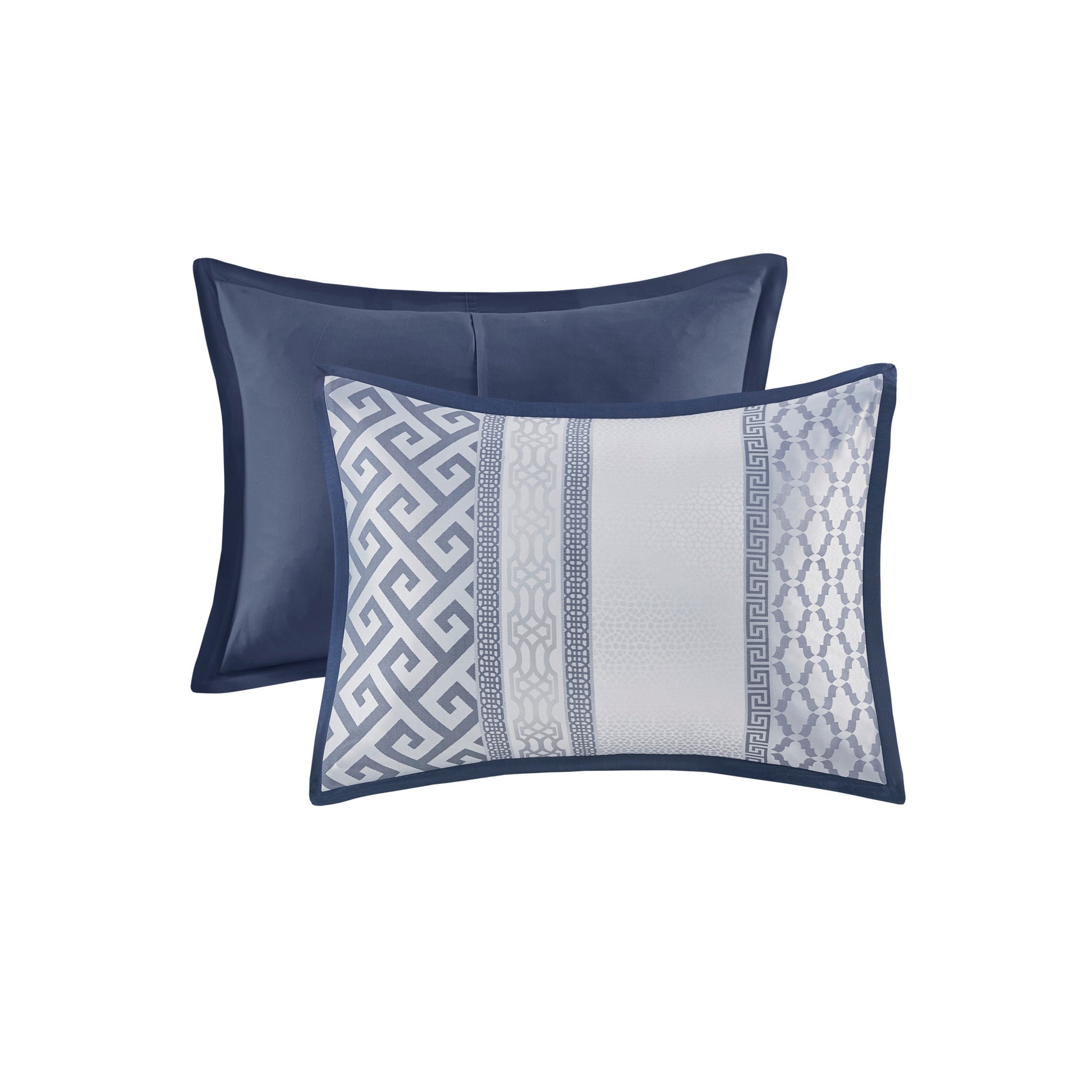 7 Piece Jacquard Comforter Set Navy King King Navy Polyester