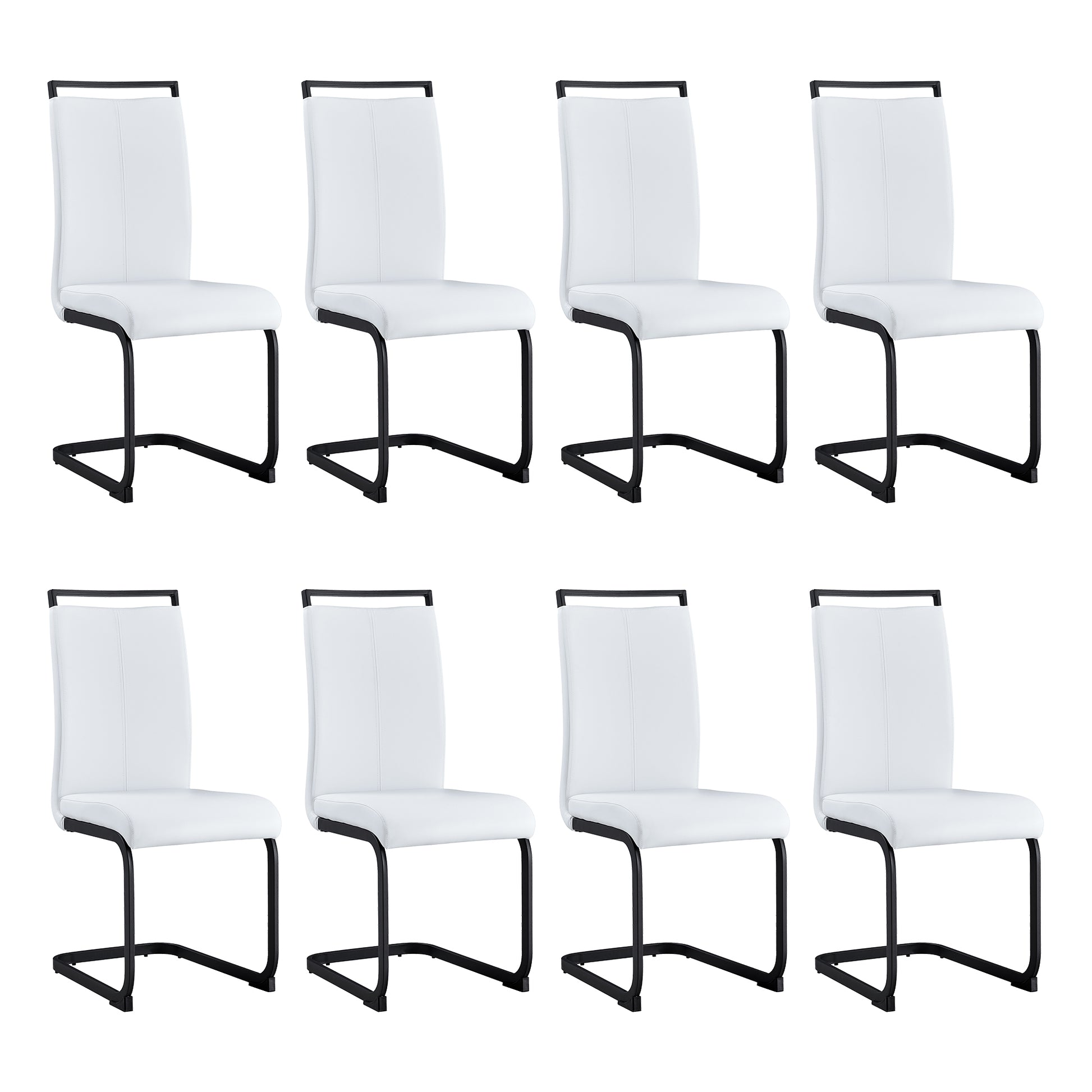 Table And Chair Set, Modern Dining Table, Patterned Table Top And Black Mdf Table Legs, Soft And Comfortable Dining Chair, Perfect For Dinner, Meetings, Home And Office Decor White Black Mdf Glass