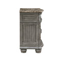 Traditional Style 1Pc Luxurious Nightstand Of 3 Drawers Marble Top Gray Finish Silver Tipping Wooden Bedroom Furniture Gray 3 Drawers Bedroom Bedside Cabinet Luxury,Traditional Wood