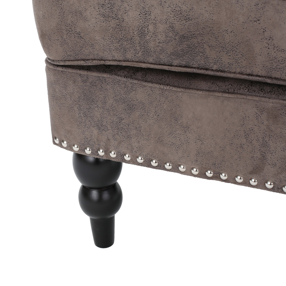 Harrison Tufted Club Chair Grey Brown Microfiber 1 Seat