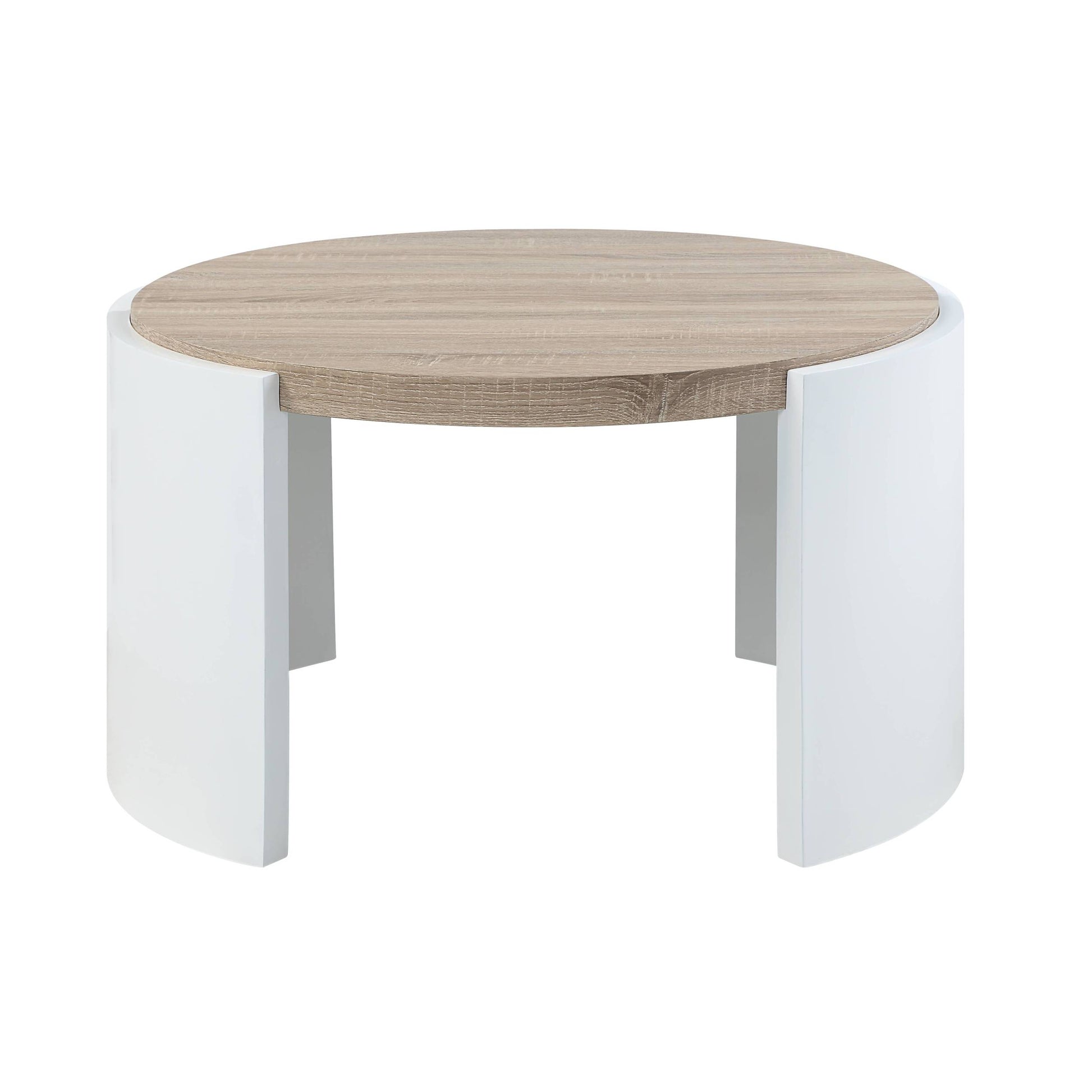 Oak And White High Gloss 1 Drawer Coffee Table Oak Primary Living Space Round Mdf Sled