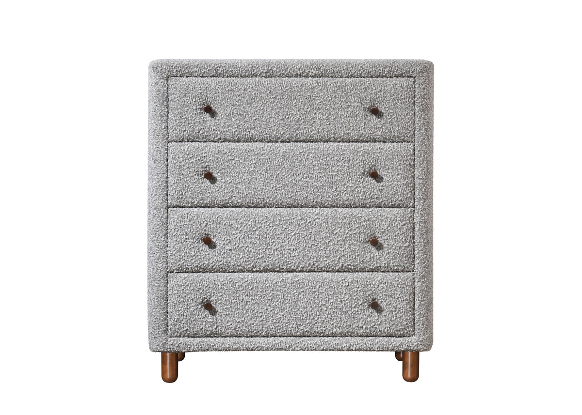 Grey 4 Drawer Upholstered Chest Grey Bedroom Wood Fabric