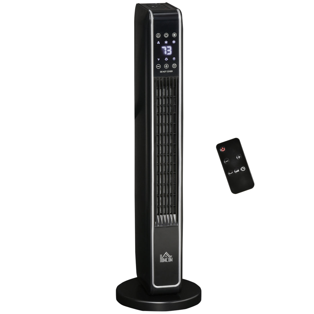 Homcom 2 In 1 Portable Electric Tower Heater, Oscillating Space Heater For Indoor Use With Remote Control, 8H Timer, Three Heating Modes High, Low, Fan , 750W 1500W, Black Black Plastic