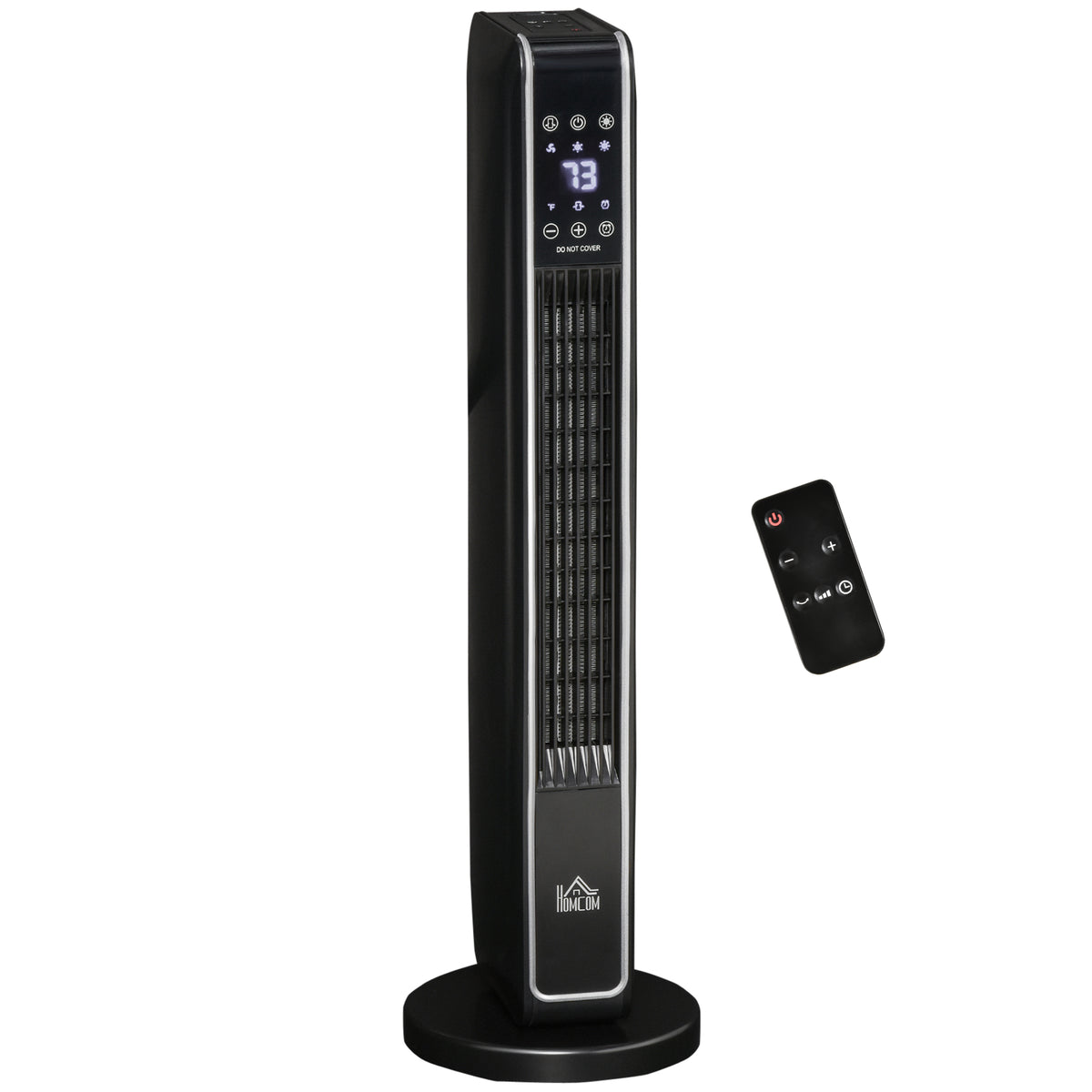 Homcom 2 In 1 Portable Electric Tower Heater, Oscillating Space Heater For Indoor Use With Remote Control, 8H Timer, Three Heating Modes High, Low, Fan , 750W 1500W, Black Black Plastic