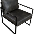 Modern Accent Chair Cushioned Seat Dark Gray Faux Leather Upholstery Black Metal Frame 1Pc Style Comfort Durability Elegance Look Dark Gray Primary Living Space Industrial,Mid Century Modern,Modern