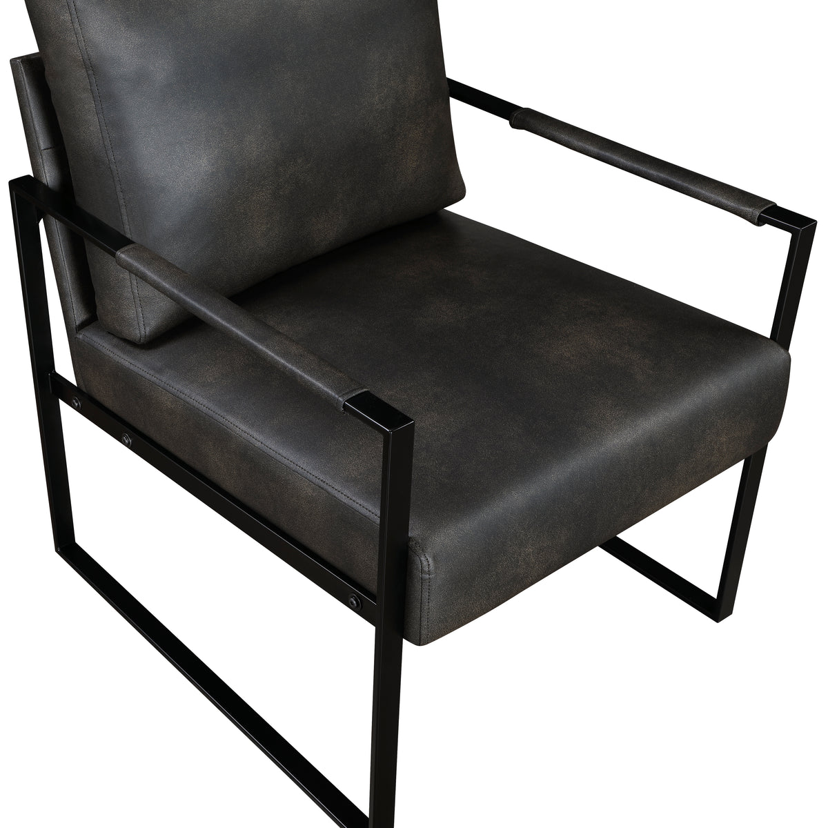 Modern Accent Chair Cushioned Seat Dark Gray Faux Leather Upholstery Black Metal Frame 1Pc Style Comfort Durability Elegance Look Dark Gray Primary Living Space Industrial,Mid Century Modern,Modern