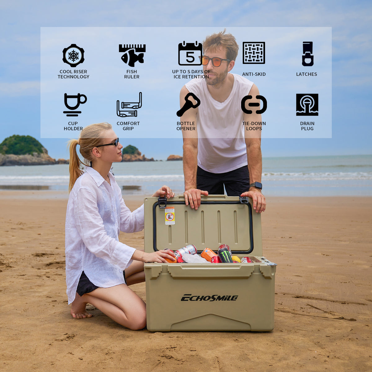 35Qt Khaki Colored Insulated Box Khaki Polyethylene