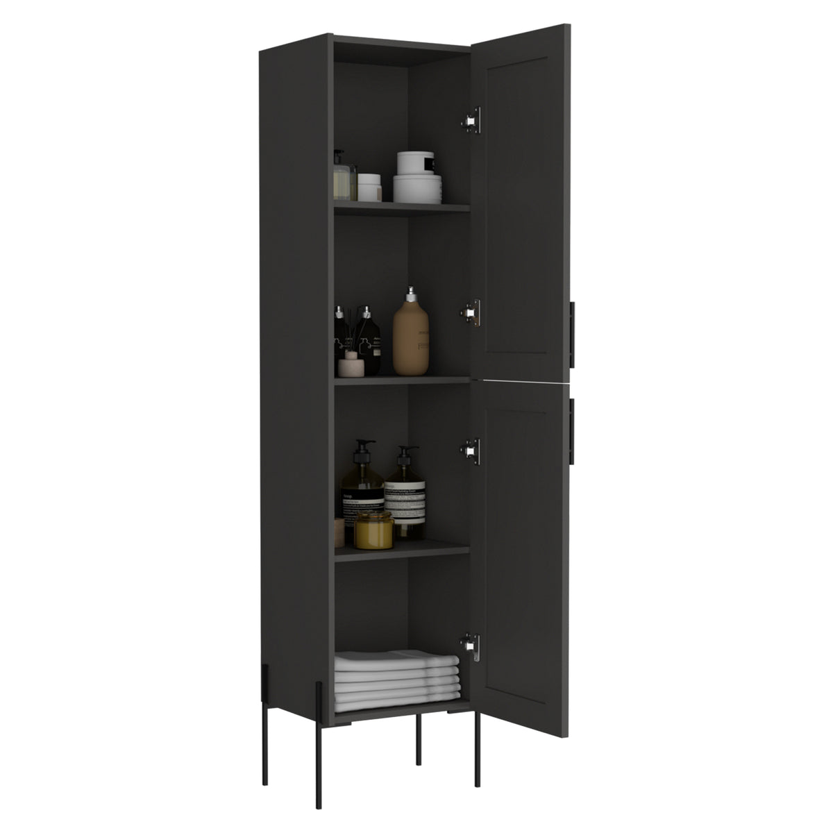 Hagi 71" Tall Four Tier Shelf One Door Linen Shaker Cabinet Gray Particle Board