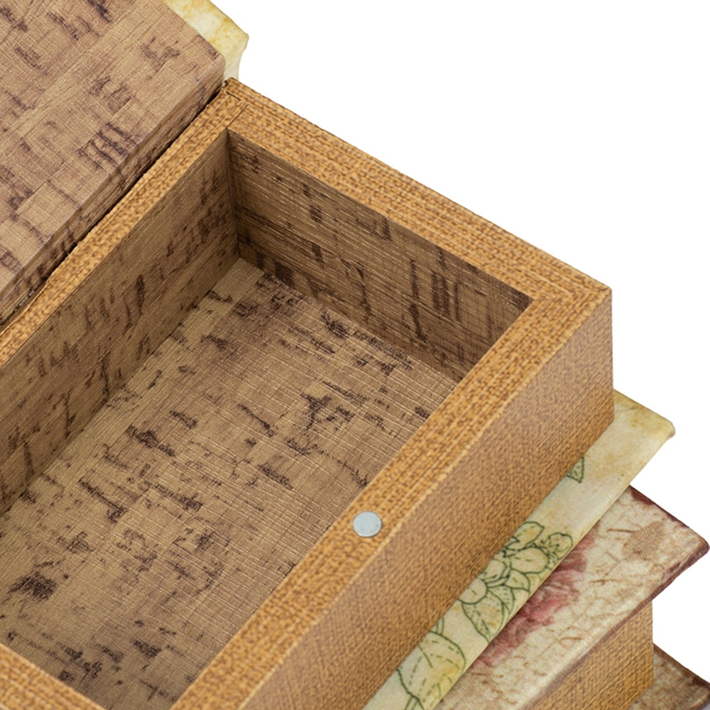 Set Of 4 Book Boxes With Birds, Flowers, And Handwriting Design, 5.5X4X2" Multi Mdf