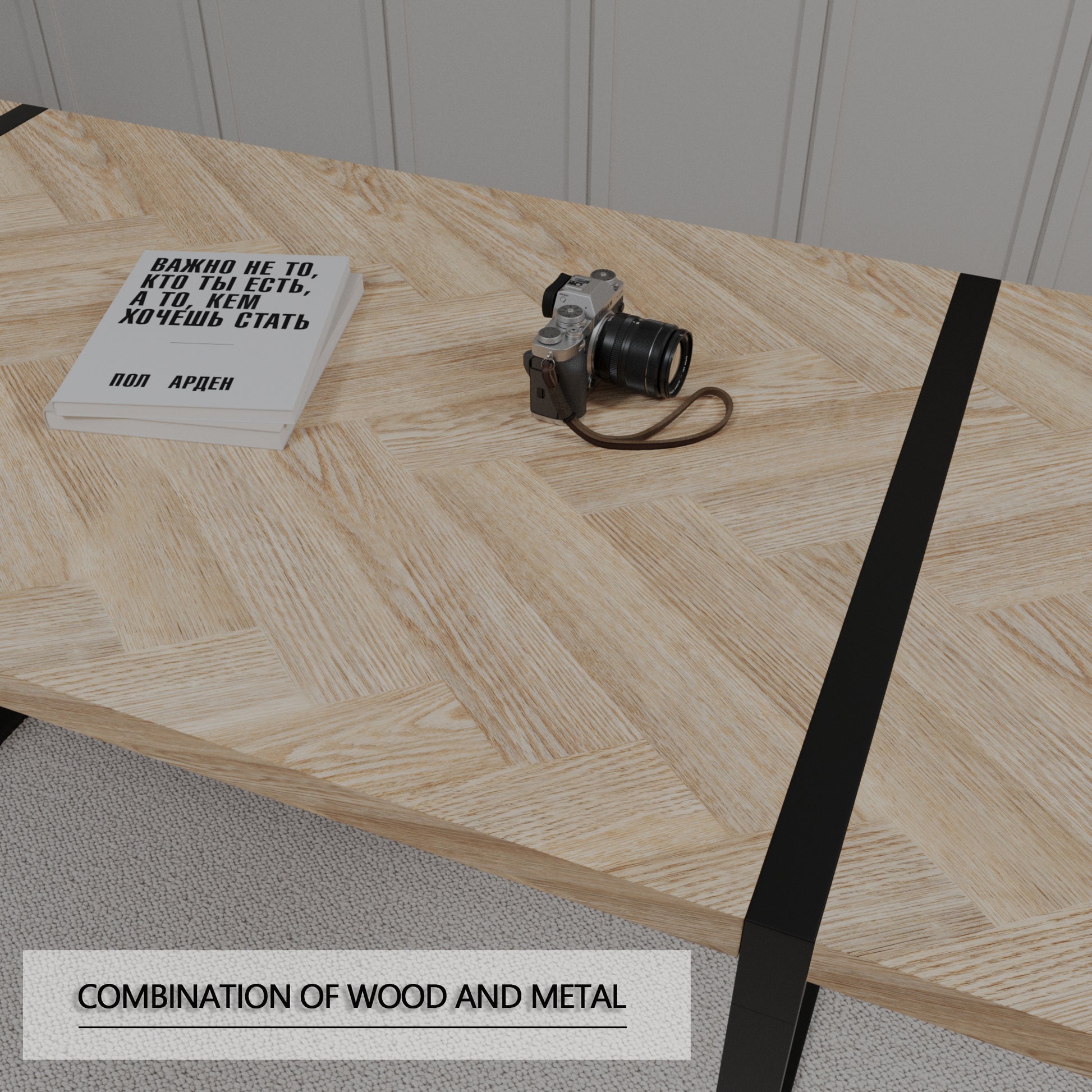 Mdf Light Wood Dining Table And Modern Dining Chair 4 Piece Set, Medieval Wooden Kitchen Dining Table Set, Rectangular Metal Base, Dining Table And Suede Chair Wood Mdf
