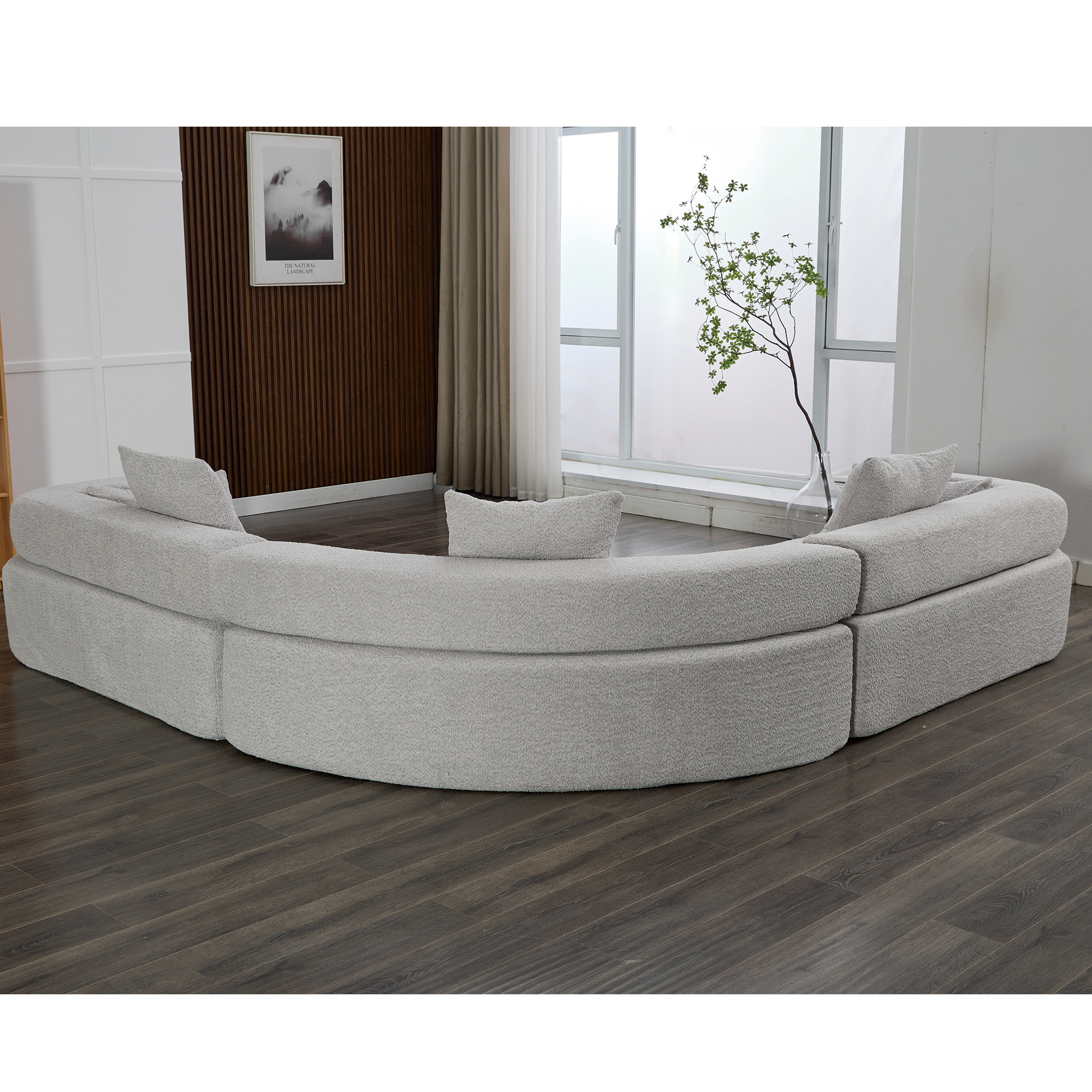 Arrived Oversized Combination Sofa,Curved Sofa,Upholstered 4 Seater Couch For Living Room, Modern Modular 3 Piece Free Combination, Semicircular Modular Sofaboucle, Gray Gray Polyester Primary Living Space Soft Tight Back Modern Square Arms Foam