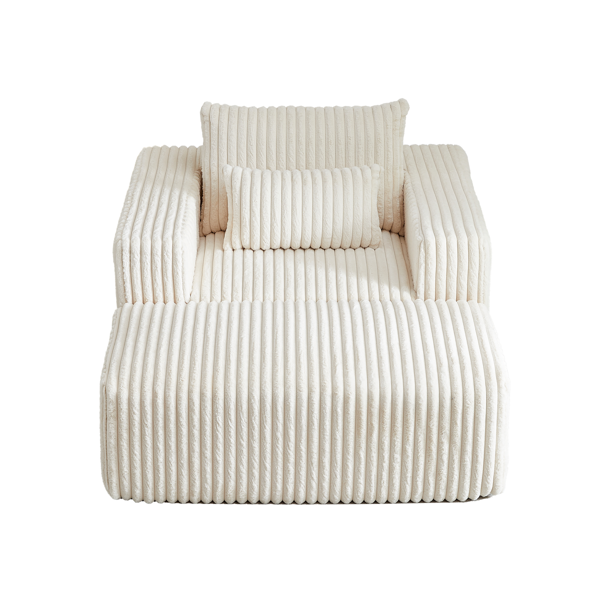 62.5 Inch Corduroy Sponge Sofa Lounge Chair With Removable Footrest,No Assembly Required,Fluffy Modern Sleeper Chair For Indoor Living Room Bedroom Beige Foam Corduroy 1 Seat