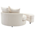 Orisfur. 360 Swivel Accent Barrel Chair With Storage Ottoman & 4 Pillows, Modern Chenille Leisure Chair Round Accent For Living Room, Cream Cream Foam Chenille