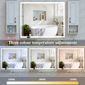 32X40 Inch Led Bathroom Vanity Mirror Wall Mounted Adjustable White Warm Natural Lights Anti Fog Touch Switch With Memory Modern Smart Large Bathroom Mirrors Silver Aluminium