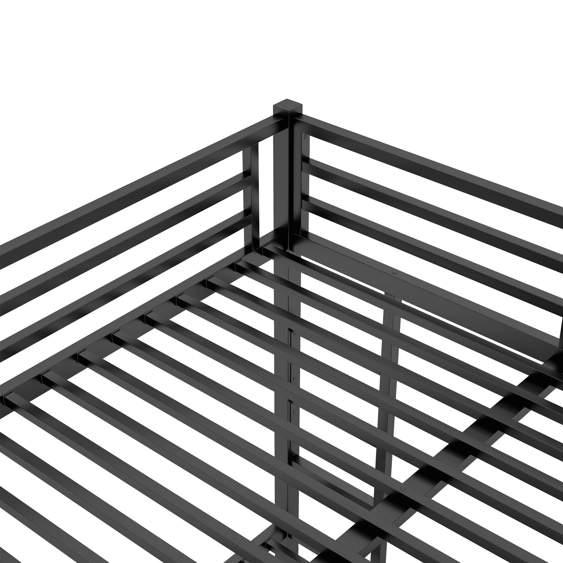 Metal Queen Over Queen Bunk Bed For Teens And Adults,Space Saving Noise Reduced No Box Spring Needed, Black Box Spring Not Required Queen Black Metal