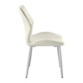 Modern Dining Side Chairs Set Of 2, Beige Velvet Upholstered White Metal Legs Furniture Beige Dining Room Modern,Ultra Modern Side Chair Metal