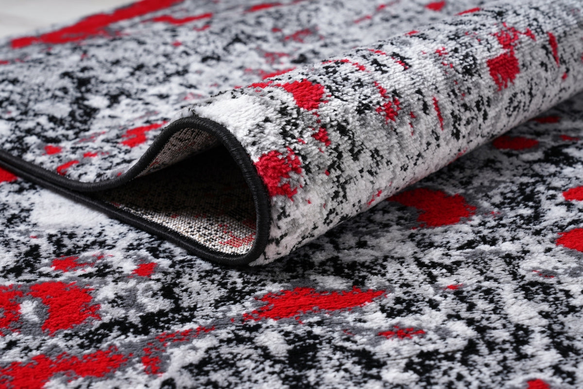 Jersey Area Rugs, Carpets For Livingroom, 5X7 Area Rugs ,3984 Black Red Rectangle 5&7 Black Red Contemporary Abstract Polypropylene