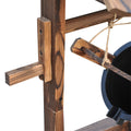 Outsunny Outdoor Wooden Wishing Well Fountain With Adjustable Water Flow Rate, Outdoor Rustic Waterfall Fountain With Electric Pump, Water Bucket, For Backyard Patio Garden Lawn, Carbonized Finish Brown Polypropylene