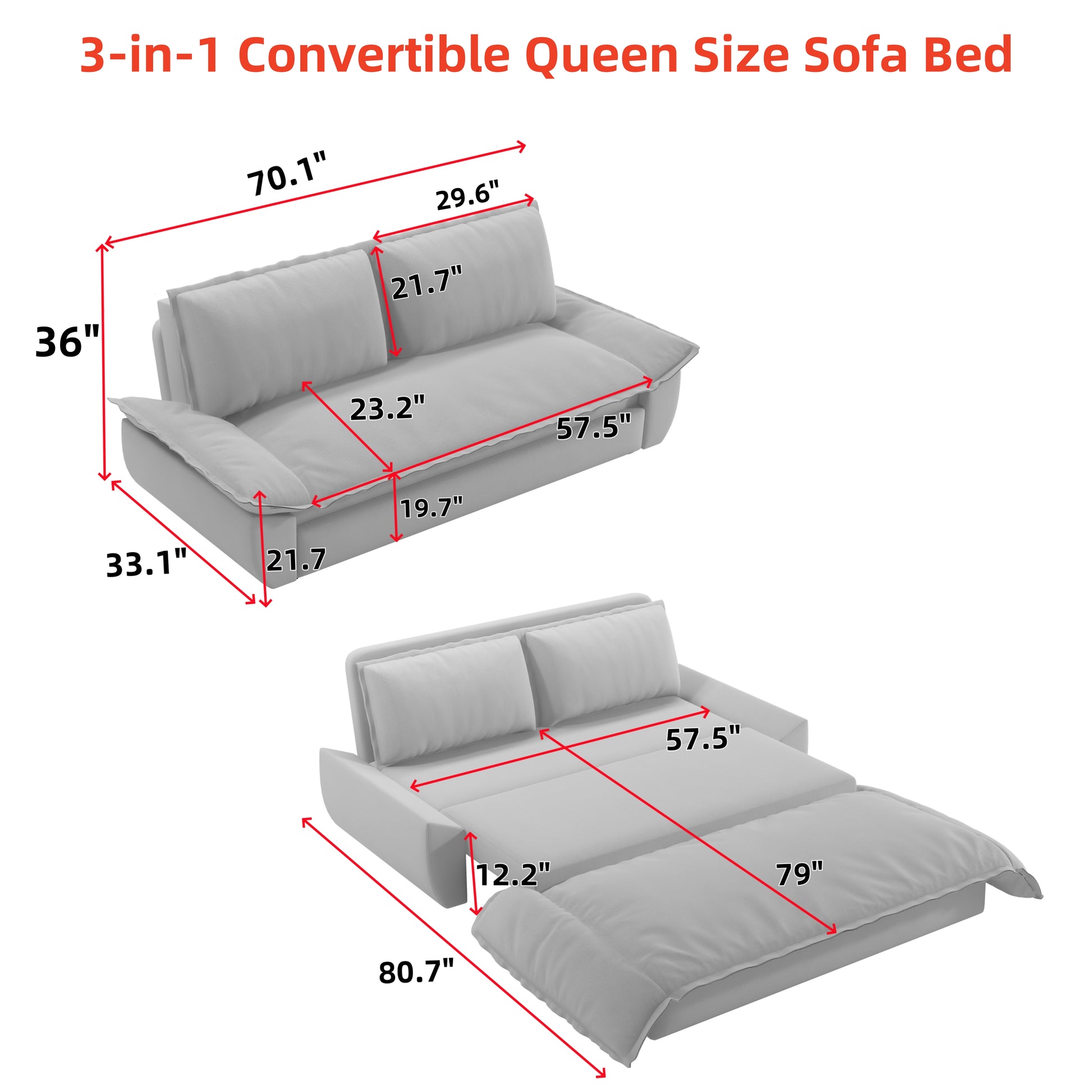 70.1" Queen Pull Out Sofa Bed, 3 In 1 Convertible Sleeper Sofa With 2 Soft Pillows,Multi Functional Velvet Loveseat Bed,Black Old Sku:W1885P151425 W1885P154641 Black Velvet Velvet 2 Seat