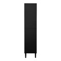 Tall Storage Show Cabinet With 2 Glass Display Door & 2 Doors, Tall Kitchen Pantry Cabinet With Gold Handles, Modern Cabinet Freestanding For Bathroom, Dining Living Room, Black Black Mdf