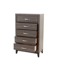 Bedroom Furniture Rustic Grey Oak Simple 1Pc Tall Chest 5 Drawers Storage Solidwood Chest Gray Bedroom Modern,Transitional Pine Particle Board Mdf,Solid Wood
