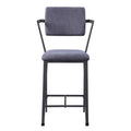 Grey And Gunmetal Open Back Counter Height Chairs Set Of 2 Solid Grey Dining Room Industrial,Modern Open Back Set Of 2 Fabric Metal