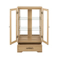 Glass Cabinet Lighted Glass Cabinet Curio Display Cabinet With Adjustable Glass Shelves 2 Doors And 1 Drawer Cabinet Bulb Included Oak Oak Mdf Glass