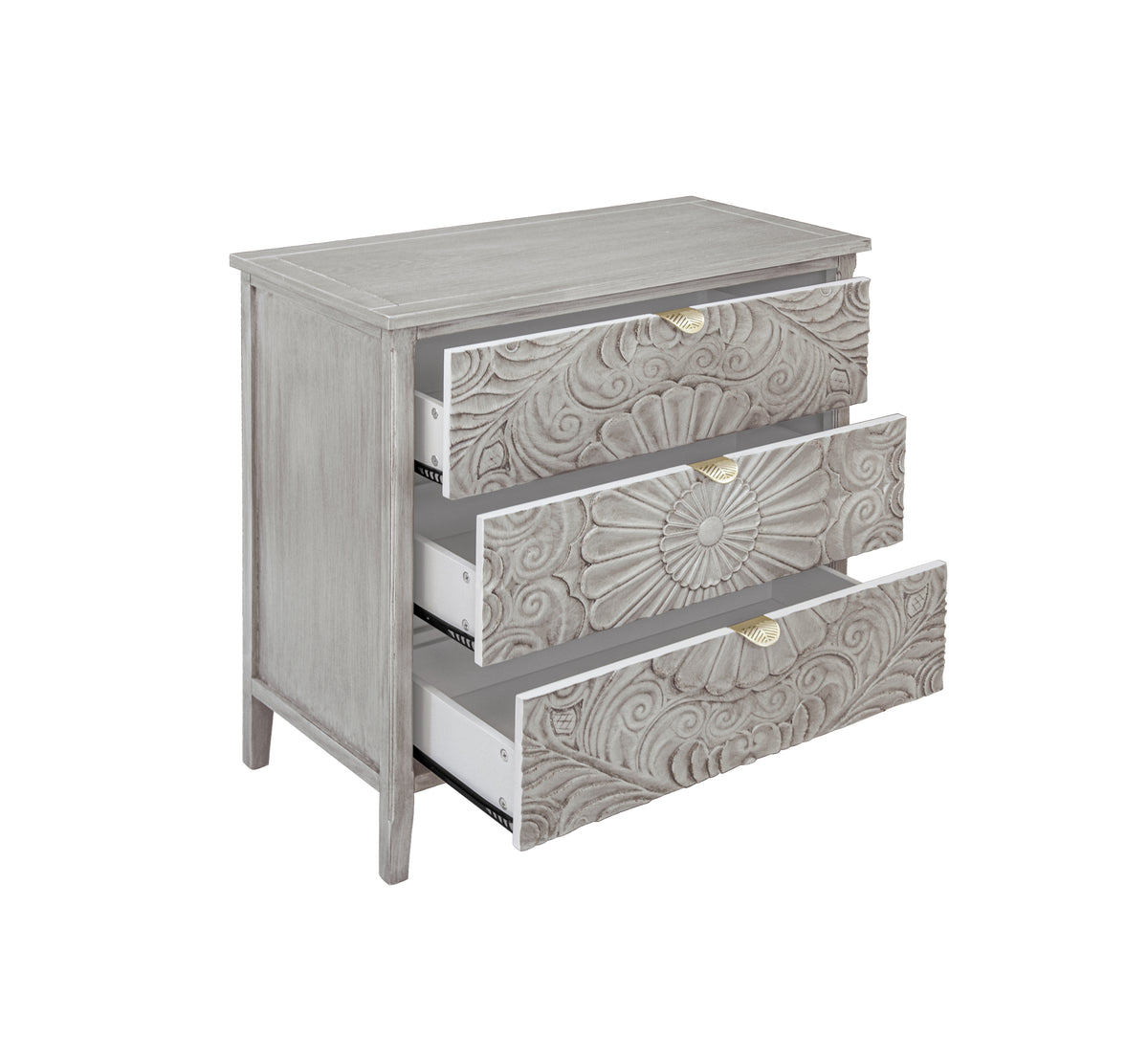 3 Drawer Cabinet, American Furniture, Suitable For Bedroom, Living Room, Study Light Grey Mdf