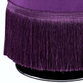 Purple Eggplant Round Ottoman With Fringe Purple Velvet