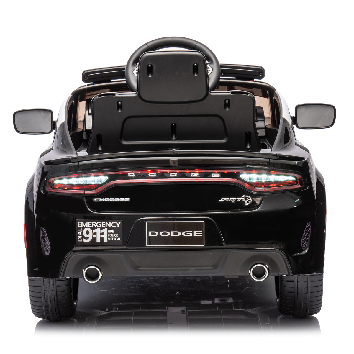 Licensed Dodge Charger,12V Kids Ride On Police Car W Parents Remote Control,Anti Collision Bar,Front& Top Alarm Light Design,Police Car Sticker,Megaphone,Three Speed,Slow Start,Four Wheel Suspension. White Plastic