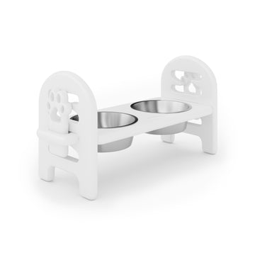 White Adjustable Pet Bowl Travel Ready Hdpe Durable Poly Lumber Recycled White Water Resistant Hdpe Hdpe