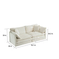 Modern Fabric Loveseat Sofa Couch For Living Room, Upholstered Large Size Deep Seat 2 Seat Sofa With 4 Pillows ,White Chenille White Chenille 2 Seat