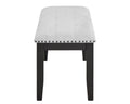 6Pc Dining Set Contemporary Style White Genuine Marble Rectangular Table Top Dove Gray Upholstery Chairs Tufted Bench Black Finish Wooden Solid Wood Dining Room Furniture Wood Wood Gray Seats 6 Wood