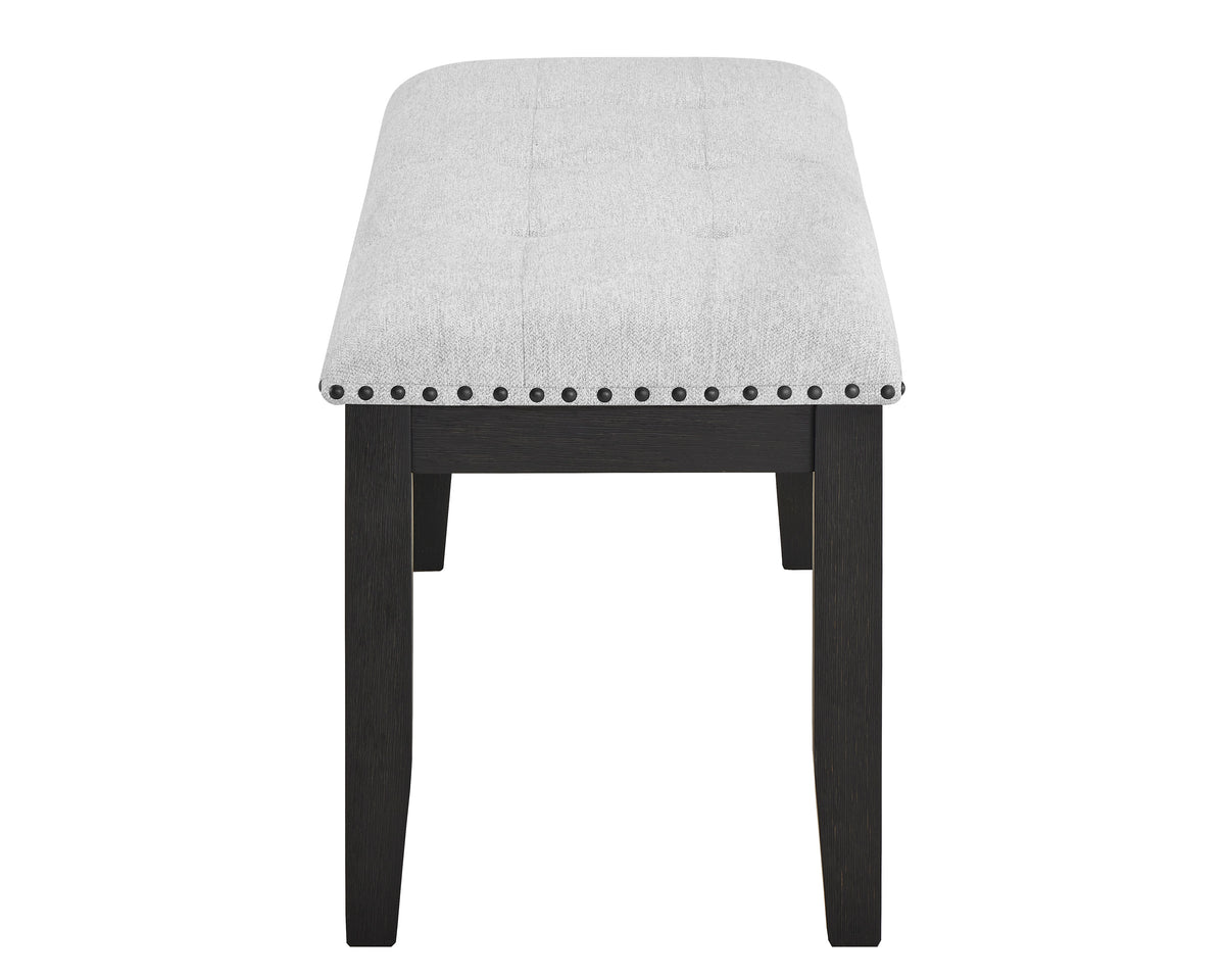 6Pc Dining Set Contemporary Style White Genuine Marble Rectangular Table Top Dove Gray Upholstery Chairs Tufted Bench Black Finish Wooden Solid Wood Dining Room Furniture Wood Wood Gray Seats 6 Wood