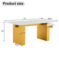 Large Modern Rectangular Table With 0.4 Inch Patterned Tabletop And Large Mdf Table Legs, Suitable For Kitchen, Dining Room, And Living Room 71 