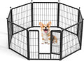 Dog Playpen 24 Inch 8 Panels, Heavy Duty Metal Pet Playpen Indoor Outdoor For Camping, Yard, Rv, Garden Fence, Privacy Patio, Black Black Metal