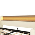 Twin Size Daybed With Trundle, Upholstered Daybed With Charging Station And Led Lights, White Expect Arrive Date:May 20Th. Twin White Pu Leather