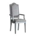 Two Tone Grey And Pearl Grey Upholstered Back Arm Chairs Set Of 2 Grey Dining Room Modern Rubberwood Wood Fabric