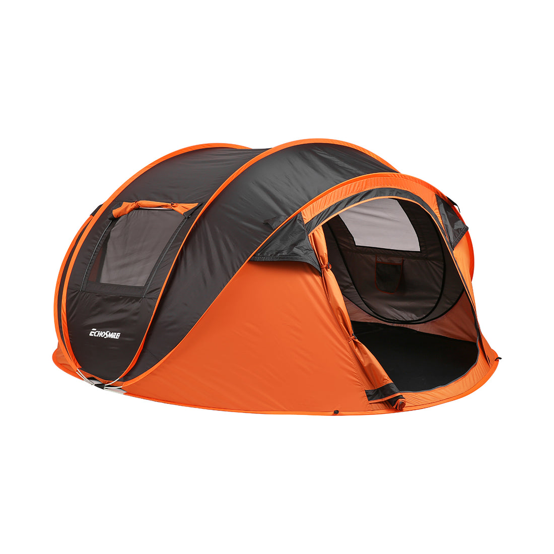 5 8 Person Black Orange Pop Up Camping Boat Tent Black Cream Polyethylene